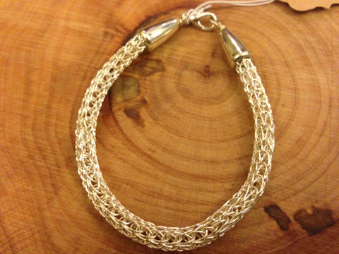 braided silver wire bracelet - viking knit