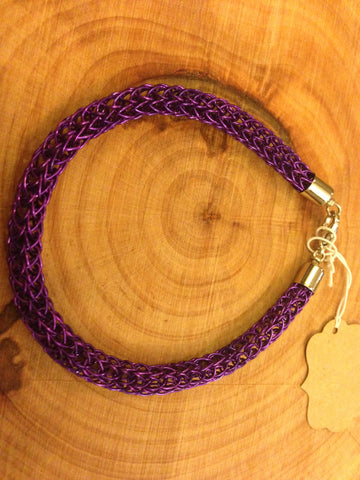 braided purple wire bracelet - viking knit