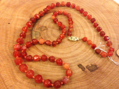 mexican fire opal - faceted dark orange - 14K clasp - 19"