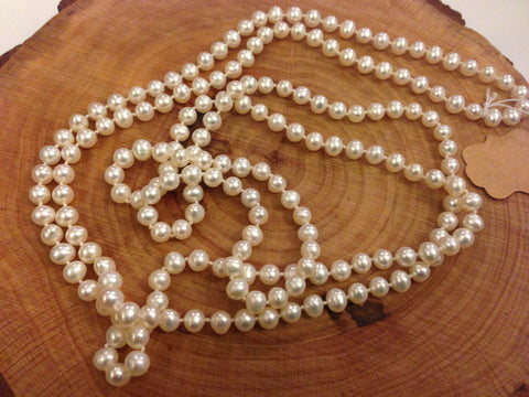 long white pearl necklace  - 48"