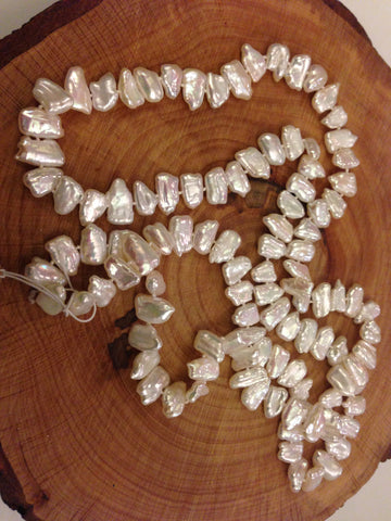 keshi long pearl white necklace -34"