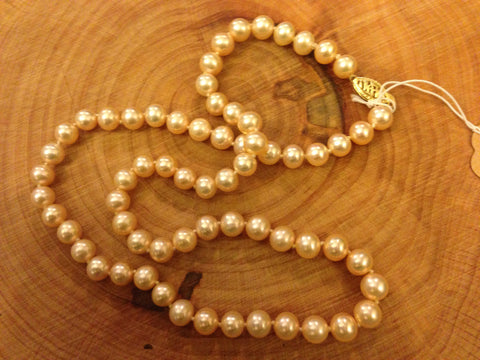 natural pink pearls with 14K gold clasp - 17"