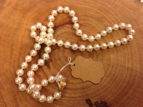 natural white pearls with 14K gold clasp - 17"