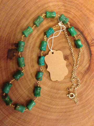 african turquoise + gold plated chain - 18"