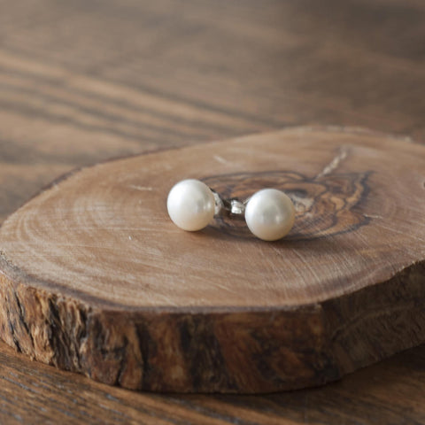 White Pearl Stud Earrings